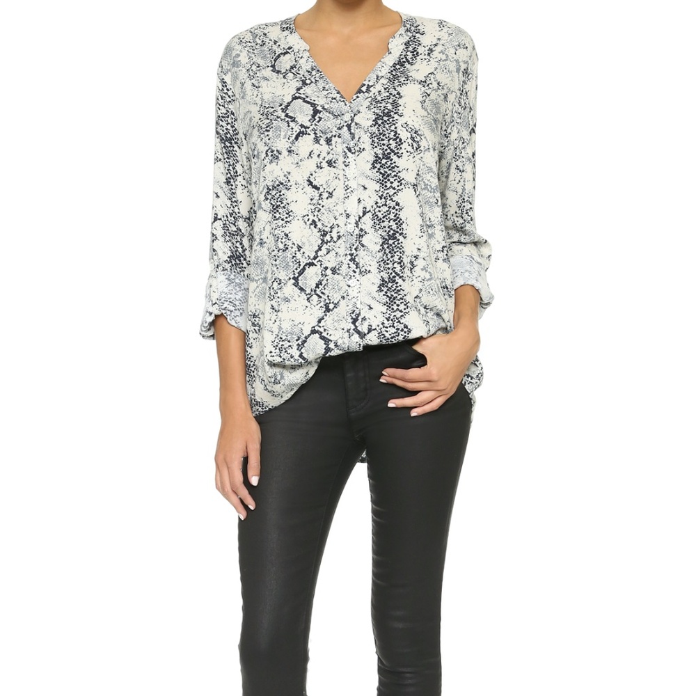 Soft Joie Dane Snake Print Button Down Blouse - image 5